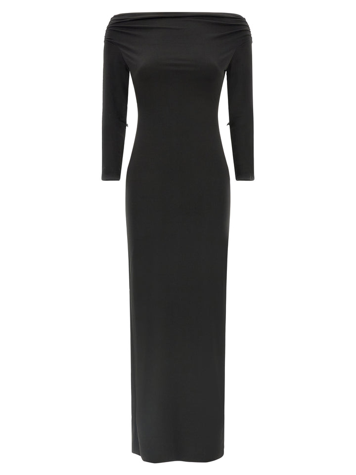 The Andamane Black Polyester Long Dress