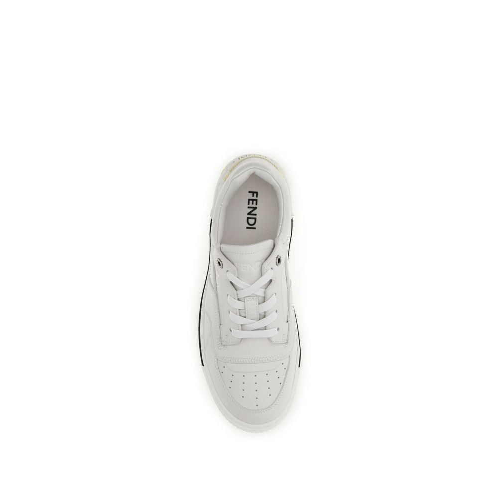 Fendi White Calf Leather Bos Taurus Low Top Sneakers