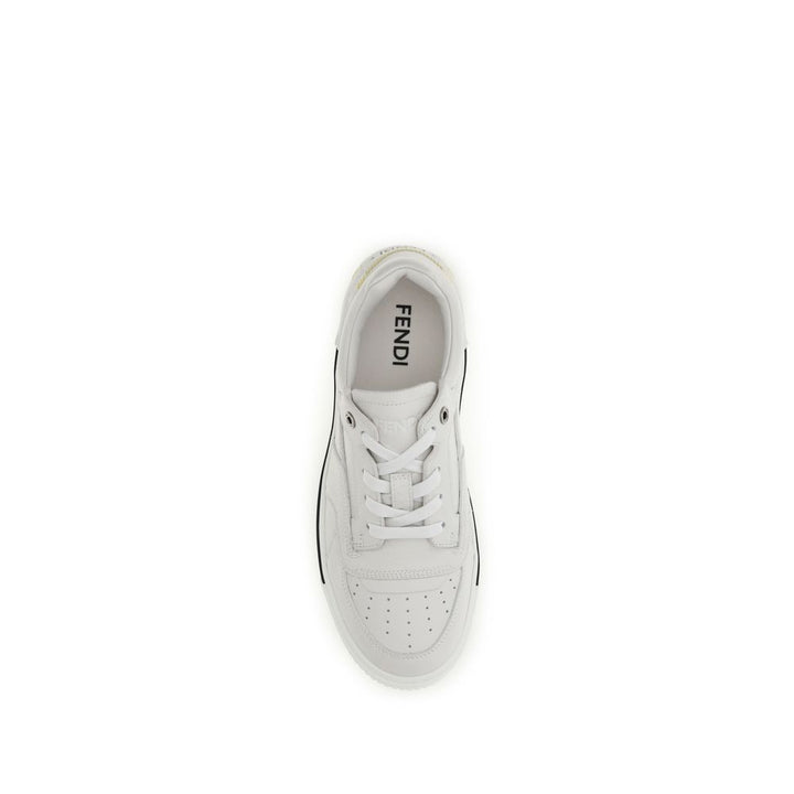 Fendi White Calf Leather Bos Taurus Low Top Sneakers