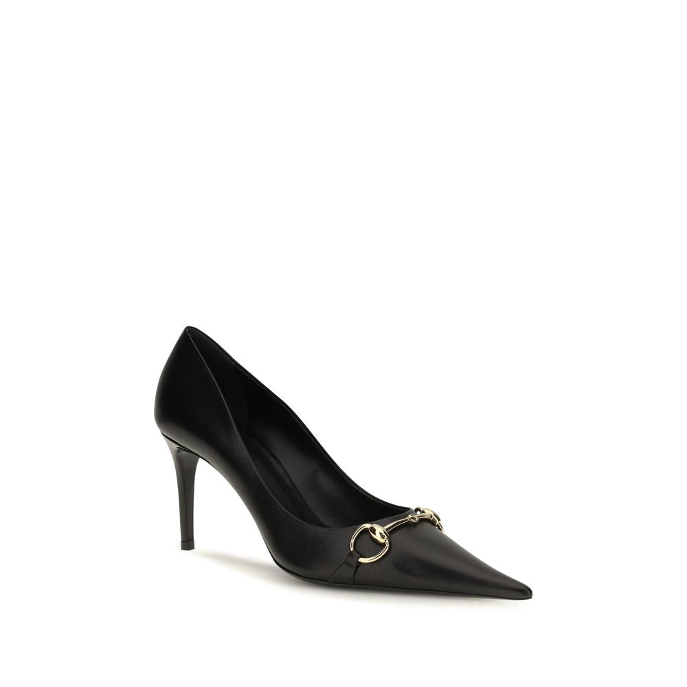 Gucci Black Calf Leather Bos Taurus High Heel Pumps