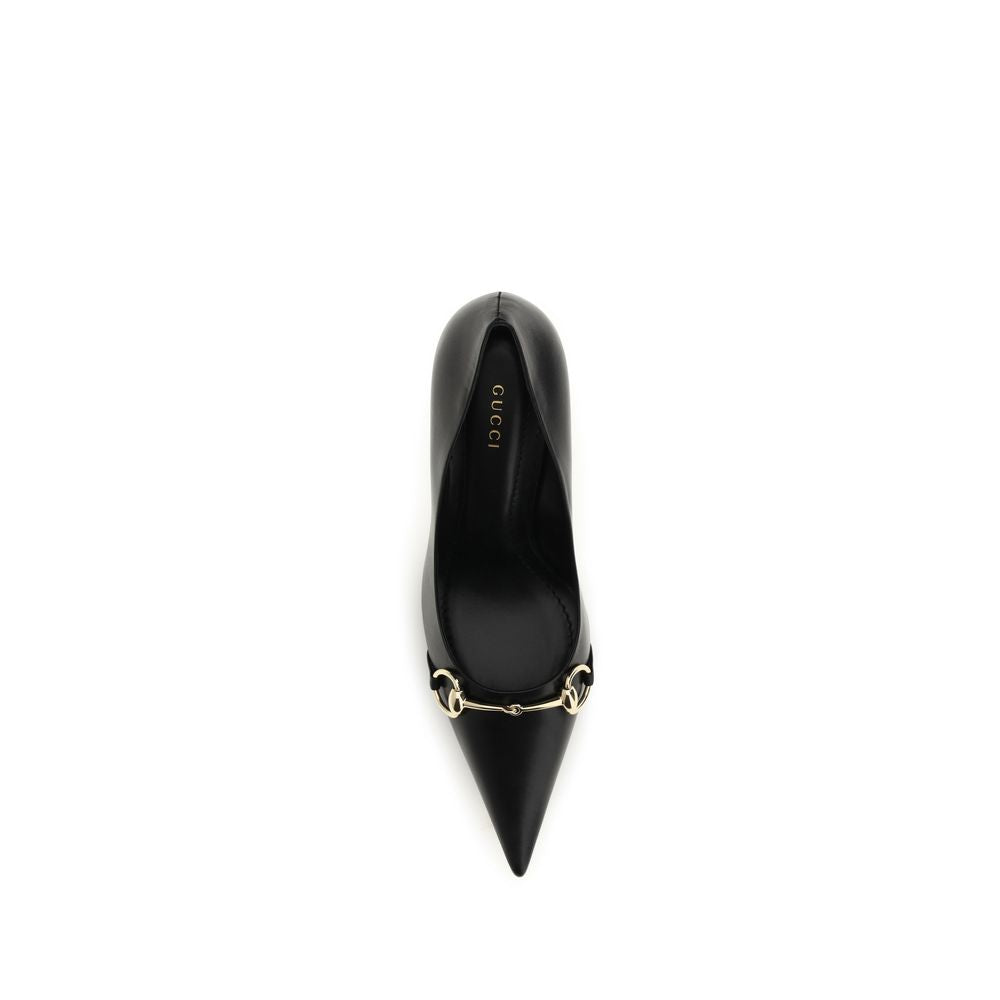 Gucci Black Calf Leather Bos Taurus High Heel Pumps