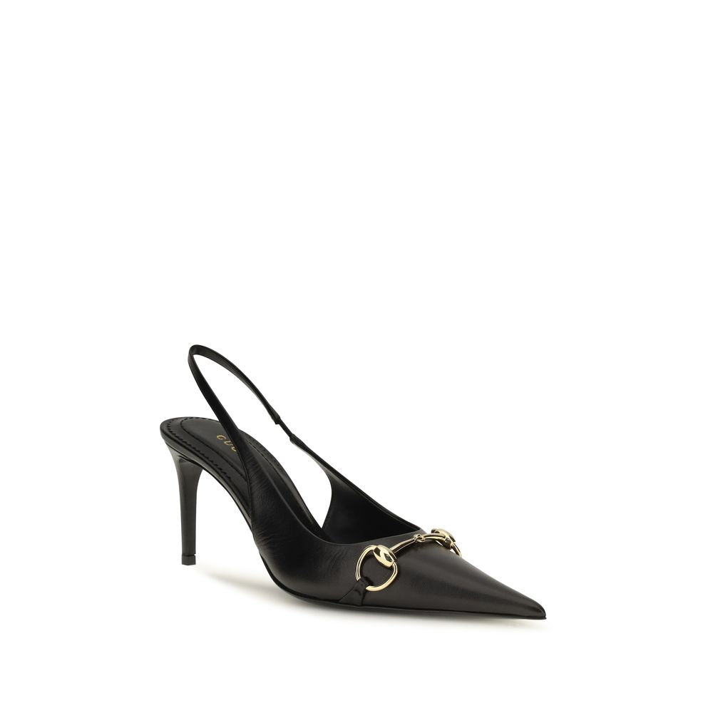 Gucci Black Calf Leather Bos Taurus High Heel Pumps