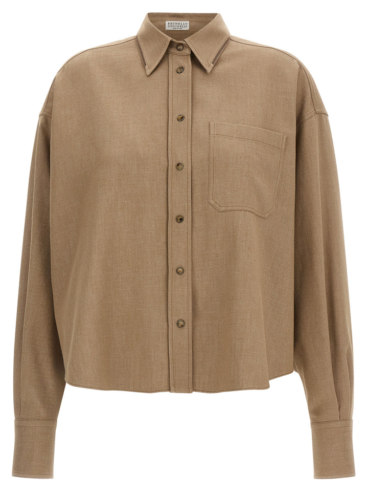 Brunello Cucinelli Beige Cotton Blouse
