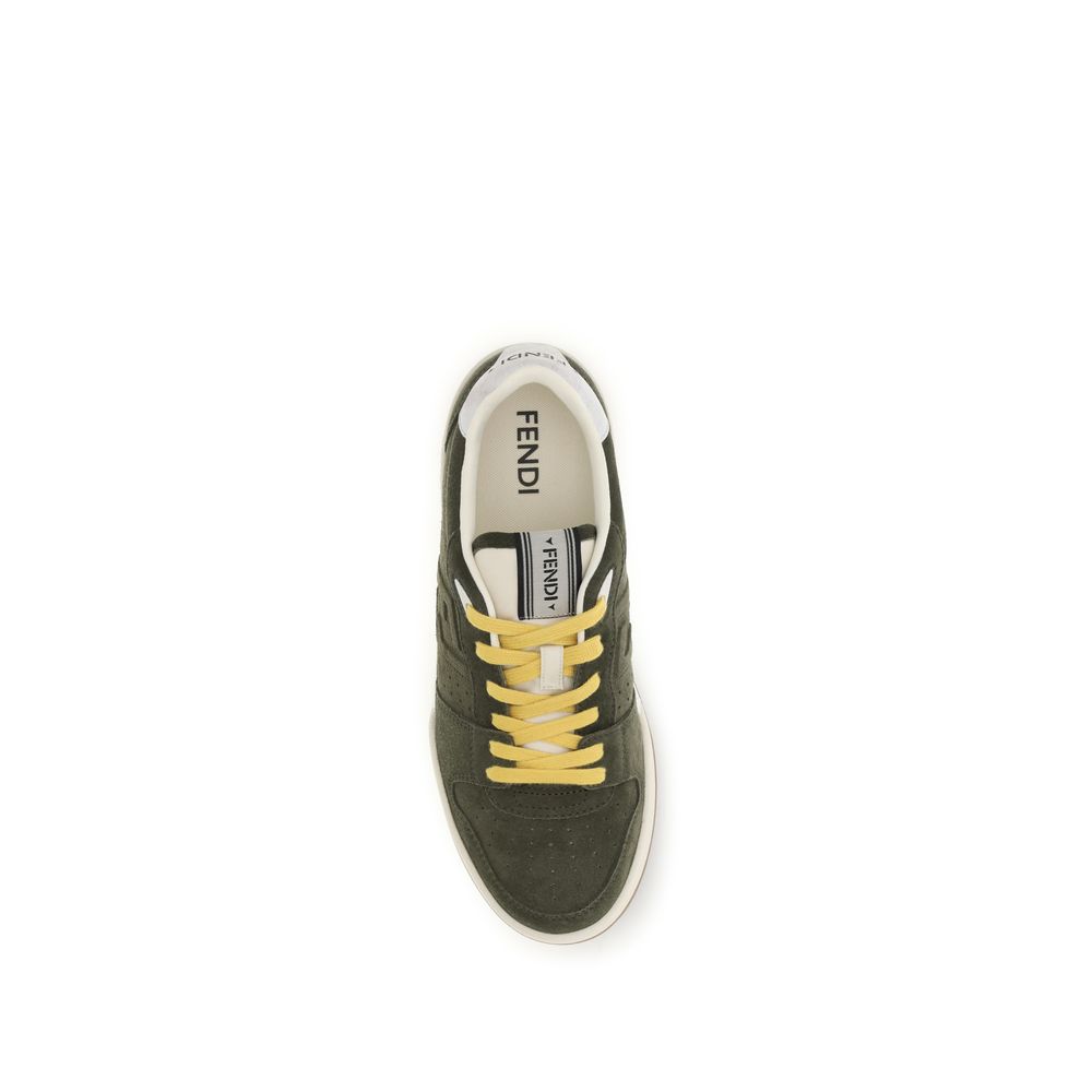 Fendi Bicolor Suede Leather Low Top Sneakers