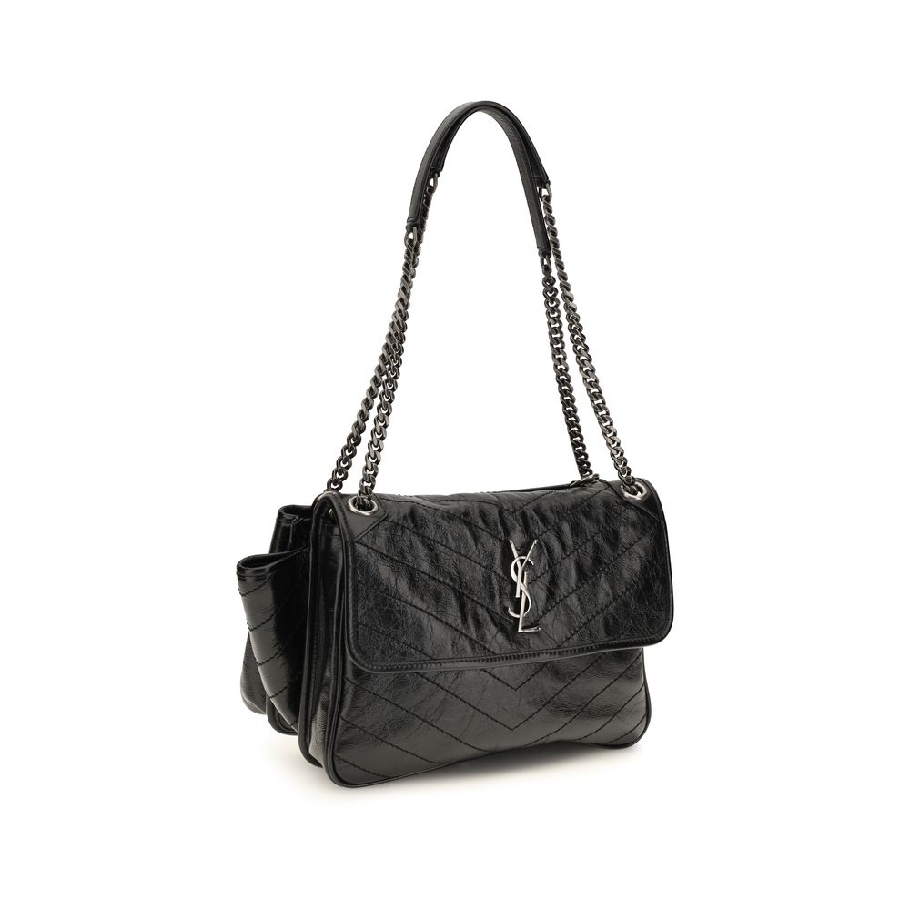 Saint Laurent Black Calf Leather Bos Taurus Shoulder Bag