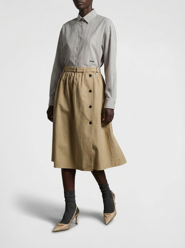 Prada Beige Cotton Midi Skirt