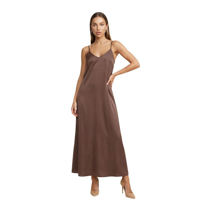 Only Brown Viscose Long Dress