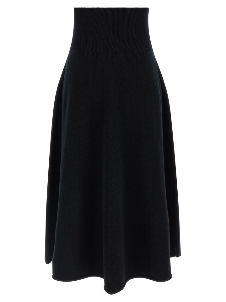 Extreme Cashmere Black Cashmere Midi Skirt