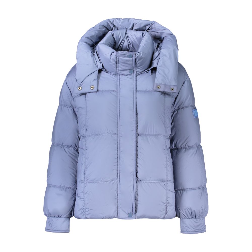 Pepe Jeans Blue Polyester Womens Jacket With Removable Hood