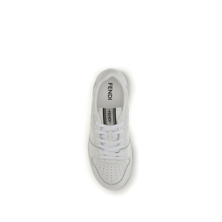 Fendi White Calf Leather Bos Taurus Athletic Sneakers