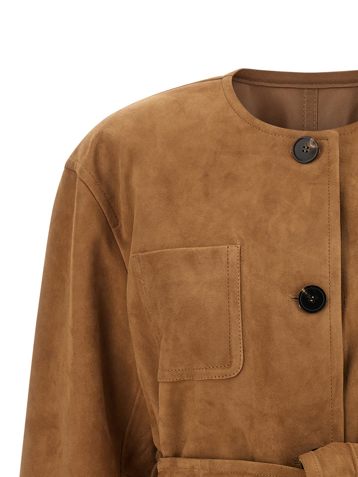 Max Mara Brown Lamb Leather Leather Jacket