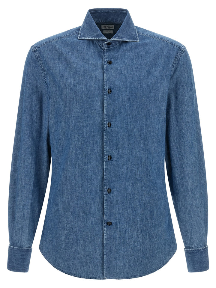 Brunello Cucinelli Blue Cotton Blouse