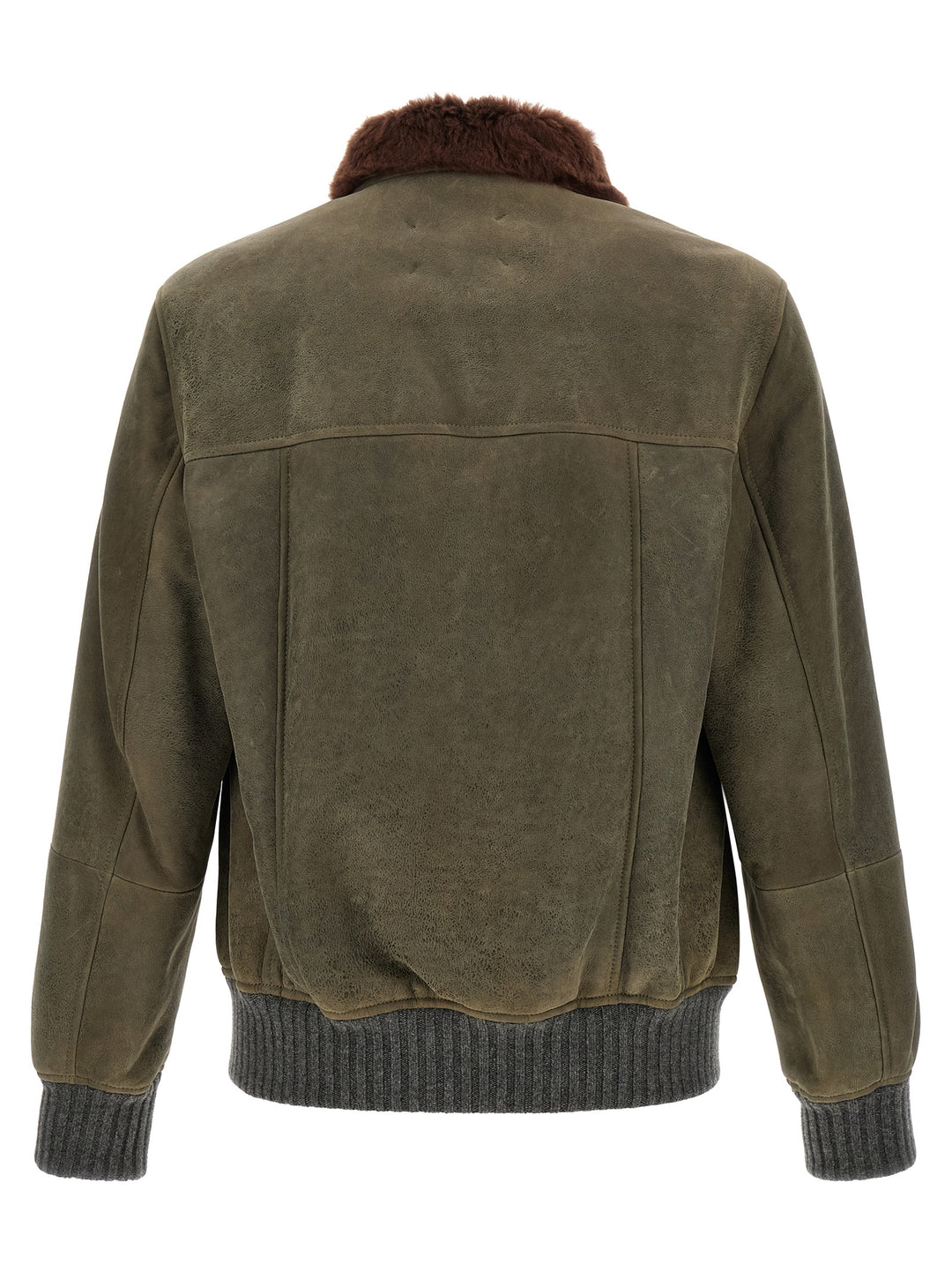Brunello Cucinelli Bicolor Lamb Leather Leather Jacket