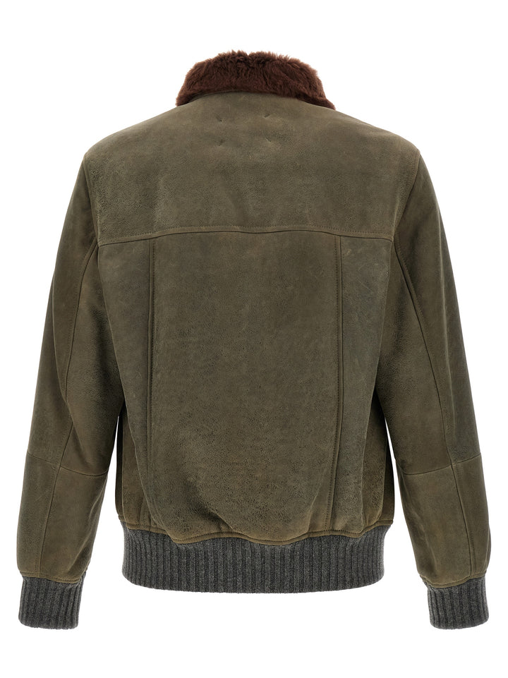 Brunello Cucinelli Bicolor Lamb Leather Leather Jacket