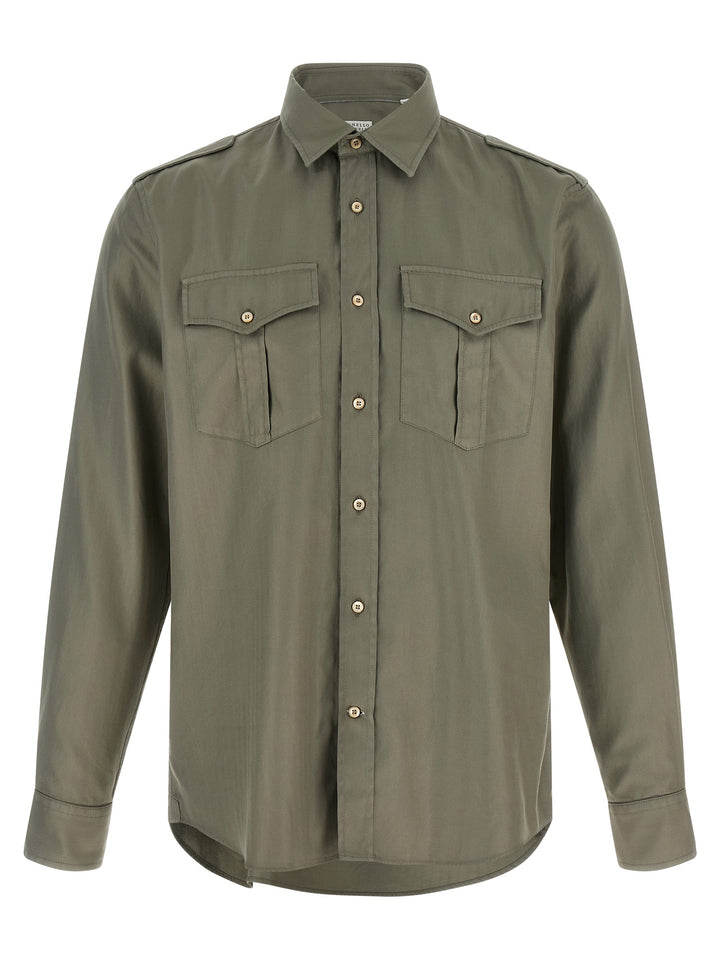Brunello Cucinelli Bicolor Cotton Blouse