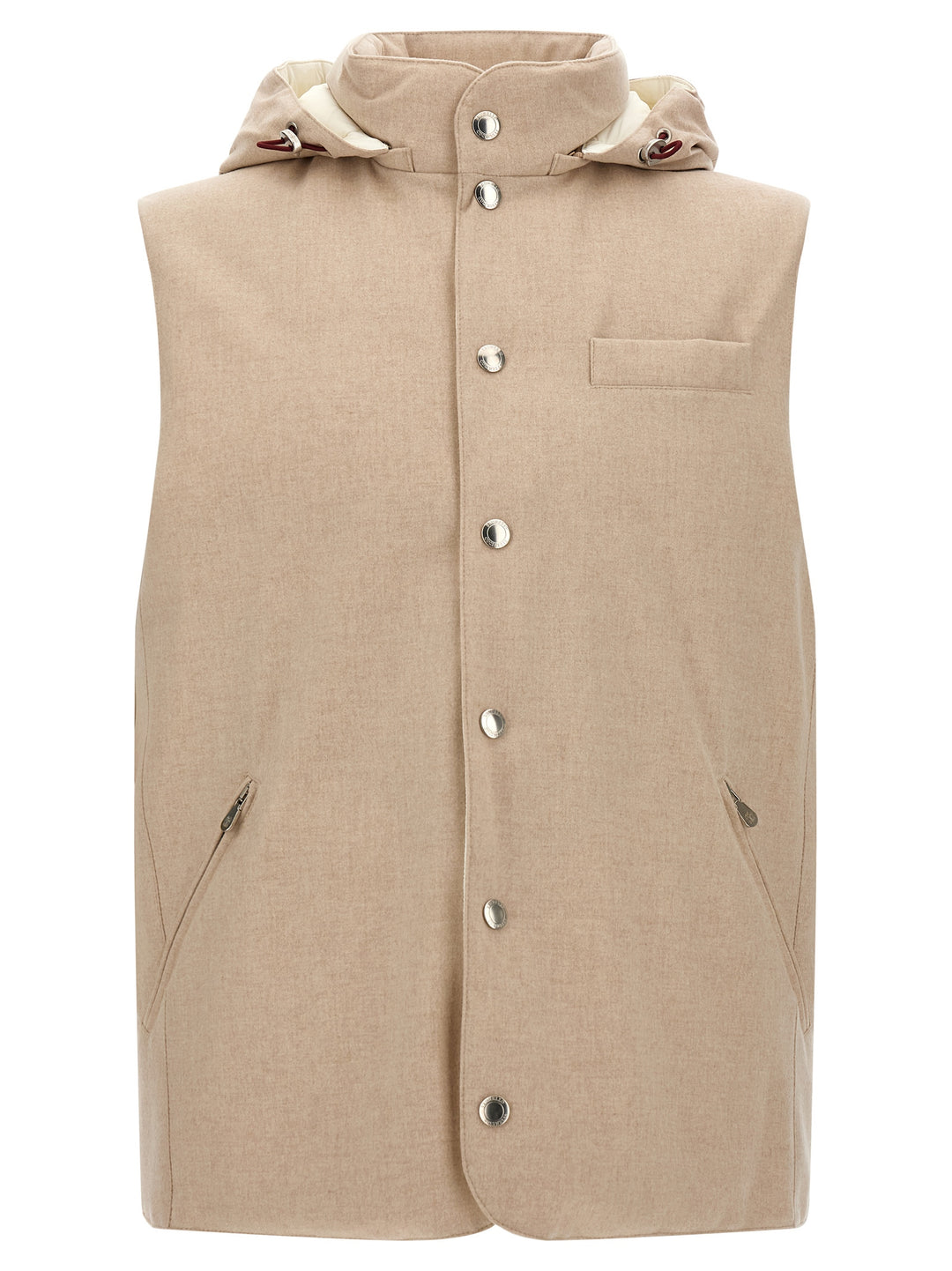 Brunello Cucinelli Beige Wool Sleeveless Jacket