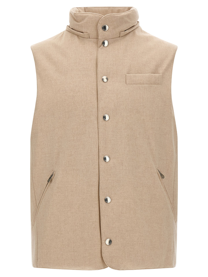 Brunello Cucinelli Beige Wool Sleeveless Jacket