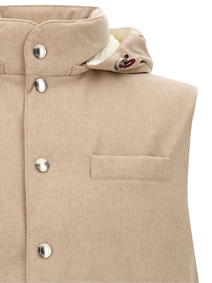 Brunello Cucinelli Beige Wool Sleeveless Jacket