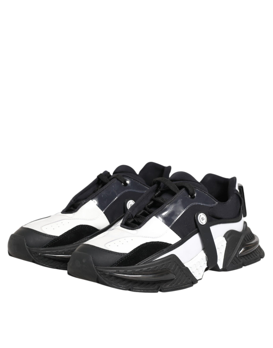 Dolce &amp; Gabbana White Black Logo Airmaster Men Sneakers Shoes