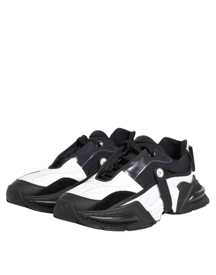 Dolce &amp; Gabbana White Black Logo Airmaster Men Sneakers Shoes