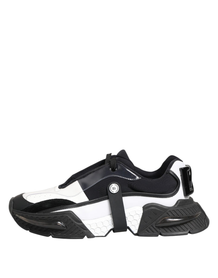 Dolce &amp; Gabbana White Black Logo Airmaster Men Sneakers Shoes