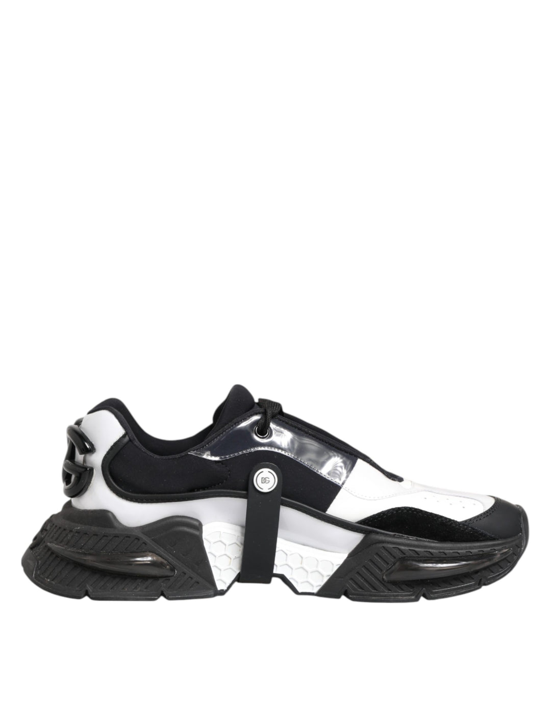Dolce &amp; Gabbana White Black Logo Airmaster Men Sneakers Shoes