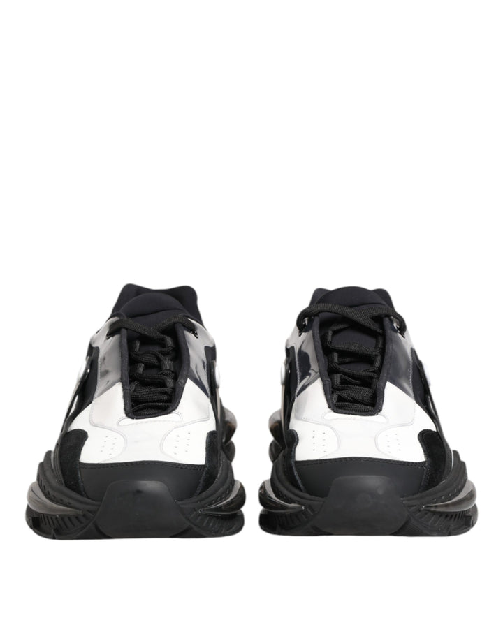 Dolce &amp; Gabbana White Black Logo Airmaster Men Sneakers Shoes