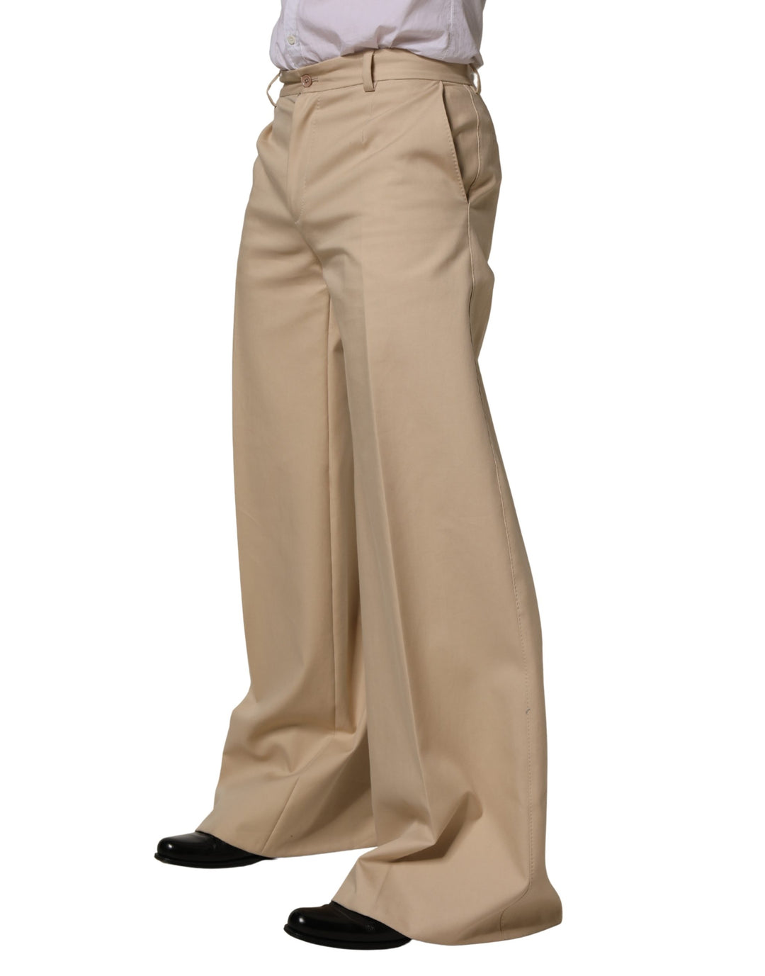 Dolce &amp; Gabbana Beige Cotton Straight Men Formal Dress Pants