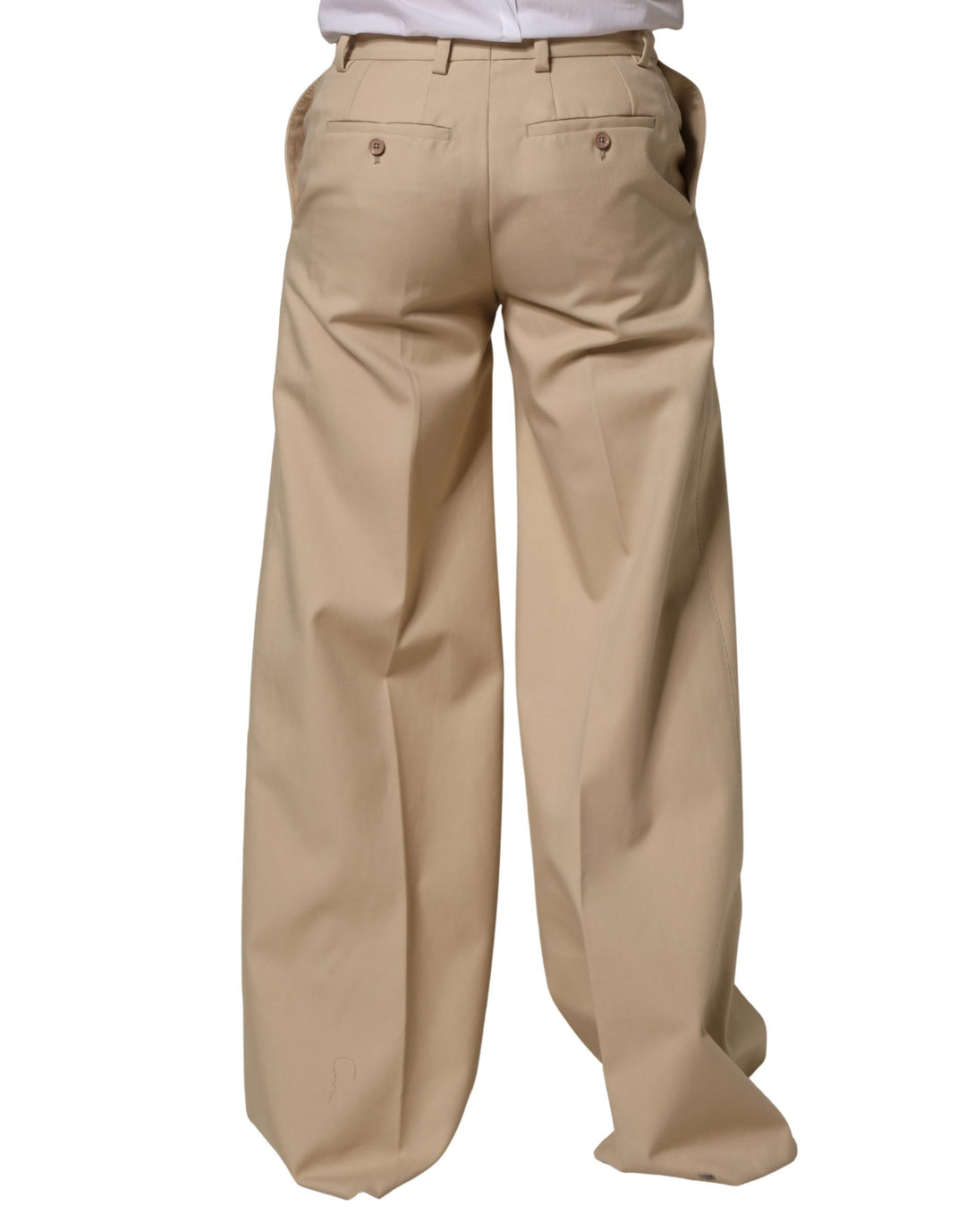 Dolce &amp; Gabbana Beige Cotton Straight Men Formal Dress Pants