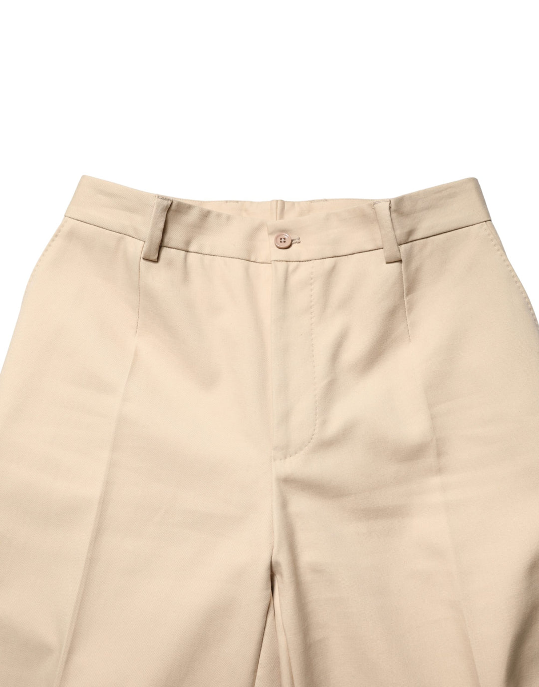 Dolce &amp; Gabbana Beige Cotton Straight Men Formal Dress Pants