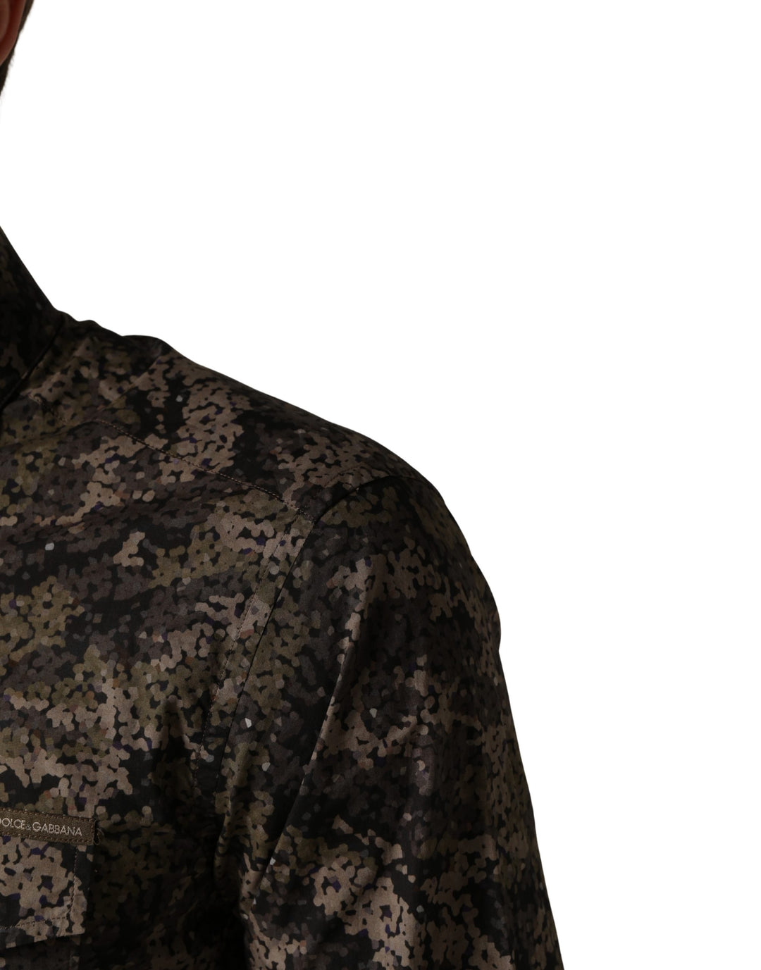 Dolce &amp; Gabbana Brown Camouflage Long Sleeve Men Dress Shirt