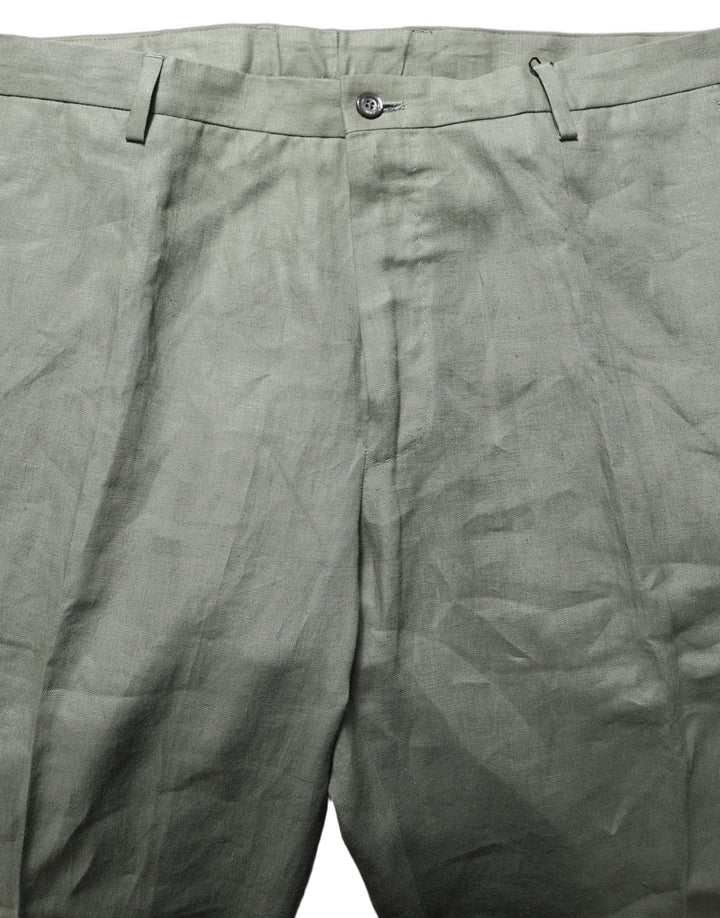 Dolce &amp; Gabbana Gray Linen Tapered Men Dress Trouser Pants