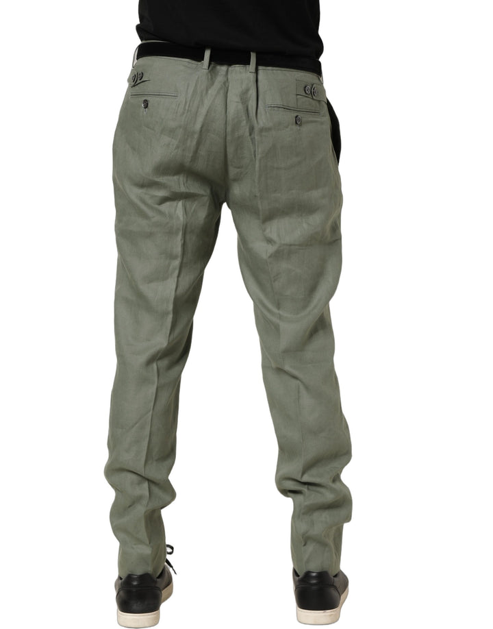 Dolce &amp; Gabbana Gray Linen Tapered Men Dress Trouser Pants