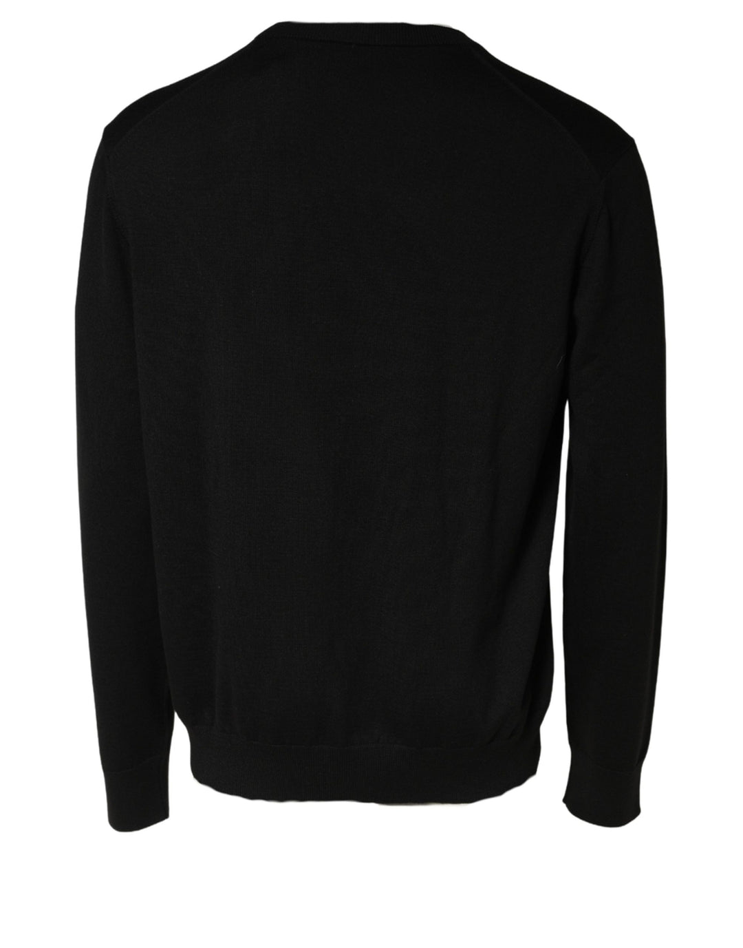 Dolce &amp; Gabbana Black Wool DG Logo Men Crew Neck Sweater