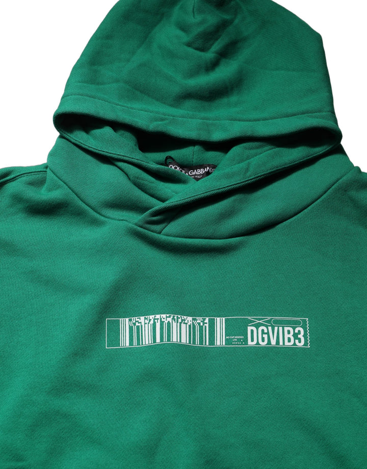 Dolce &amp; Gabbana Green DGVIB3 Cotton Hoodie Sweatshirt Sweater