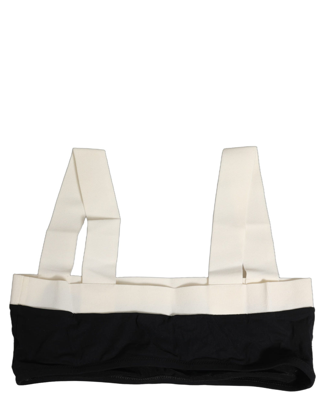 Dolce &amp; Gabbana Black White Cotton Stretch Bikini Top Swimwear