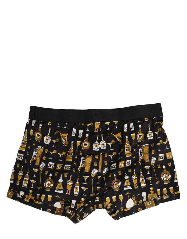 Dolce &amp; Gabbana Black Cocktail Print Regular Boxer Underwear