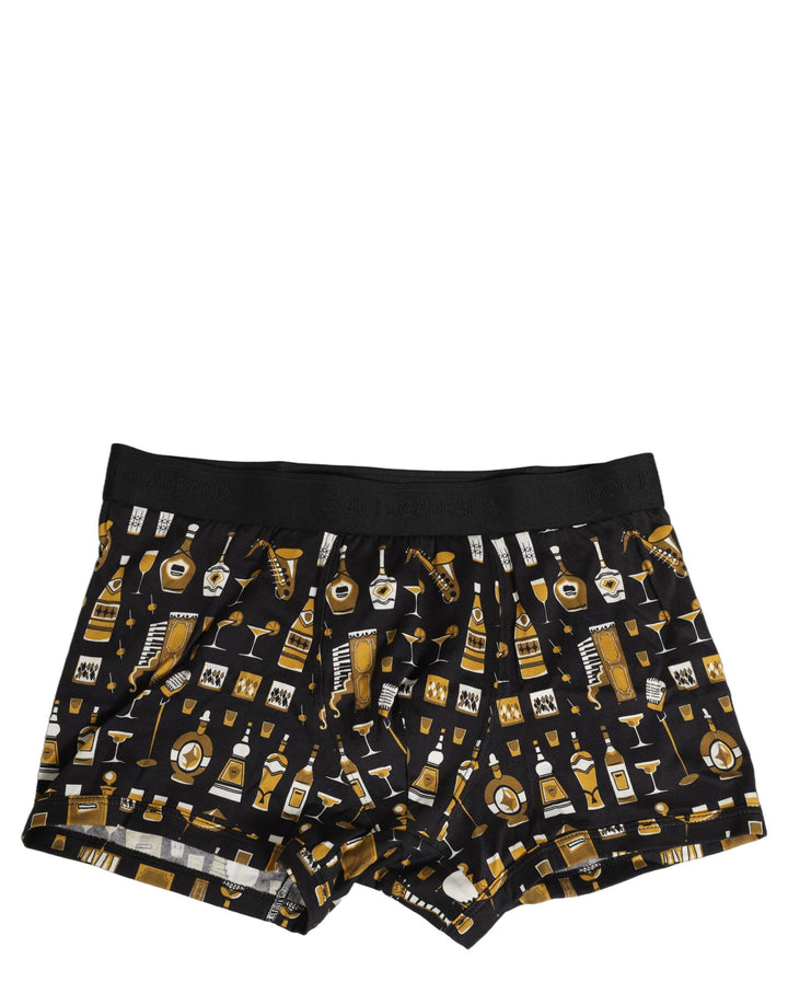 Dolce &amp; Gabbana Black Cocktail Print Regular Boxer Underwear