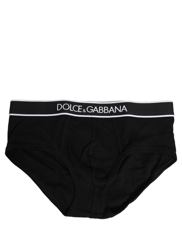 Dolce &amp; Gabbana Black Logo Cotton Men Brando Brief Underwear