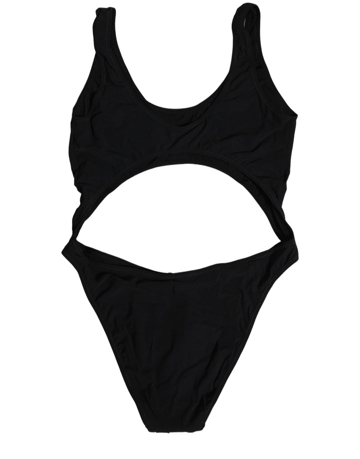 Dolce &amp; Gabbana Black Cutout Logo One Piece Swimsuit Swimwear