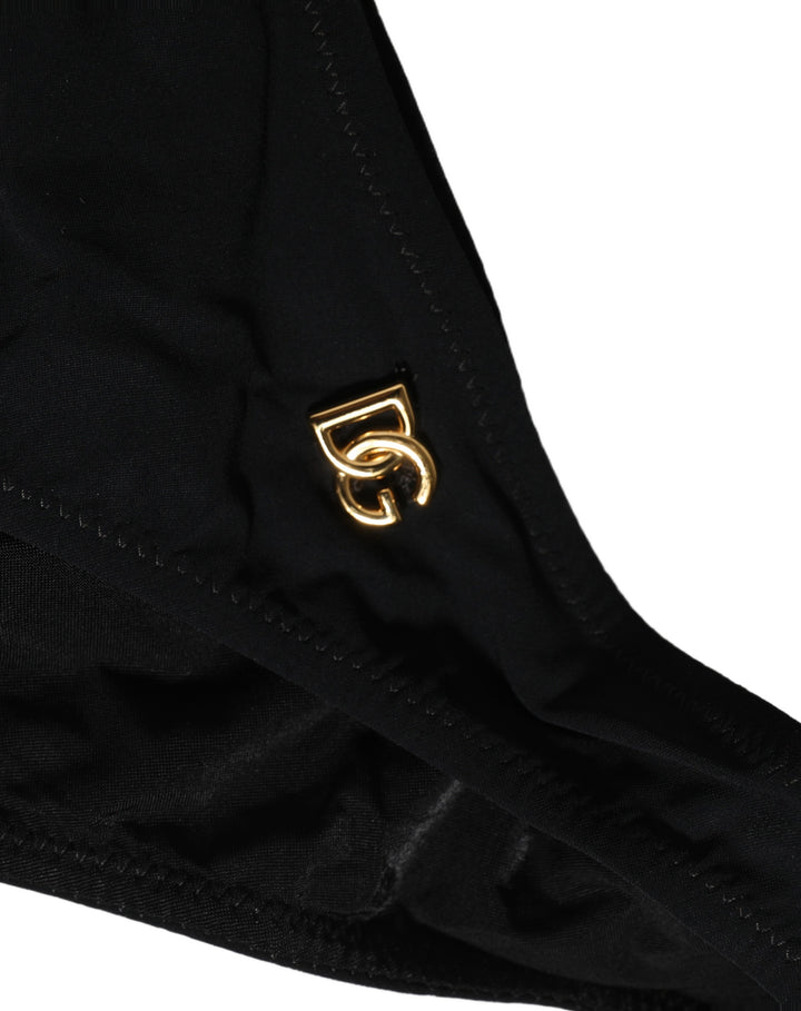 Dolce &amp; Gabbana Black Cutout Logo One Piece Swimsuit Swimwear