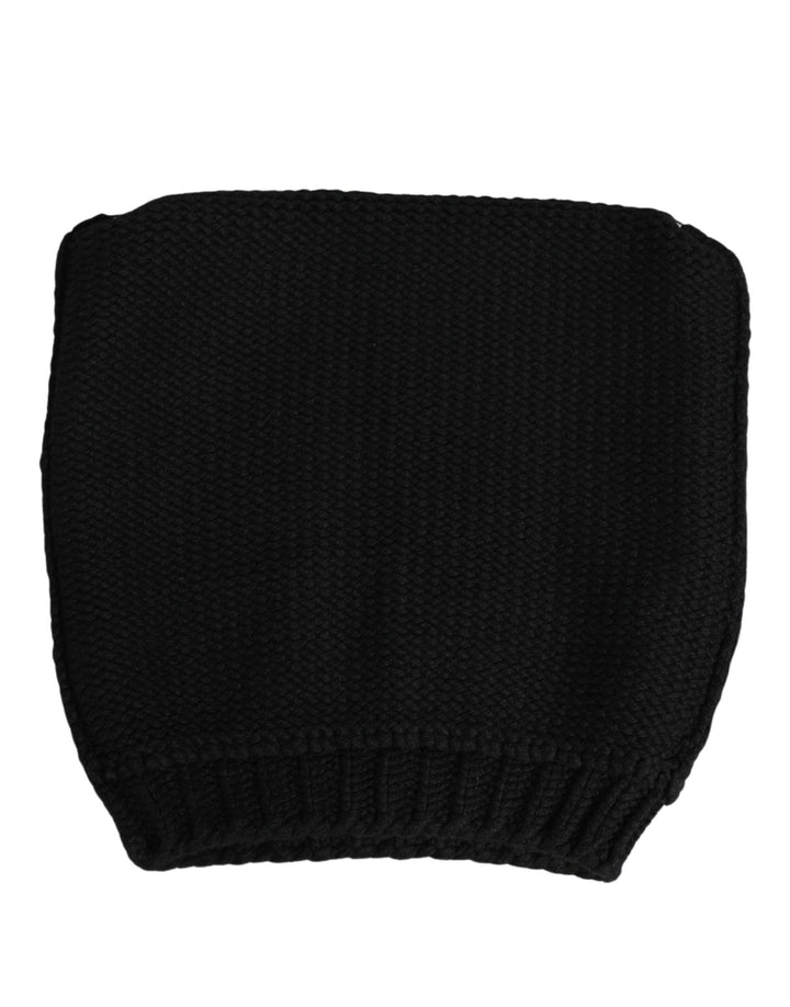 Dolce &amp; Gabbana Black Cashmere Knitted Ribbed Cuff Beanie Hat