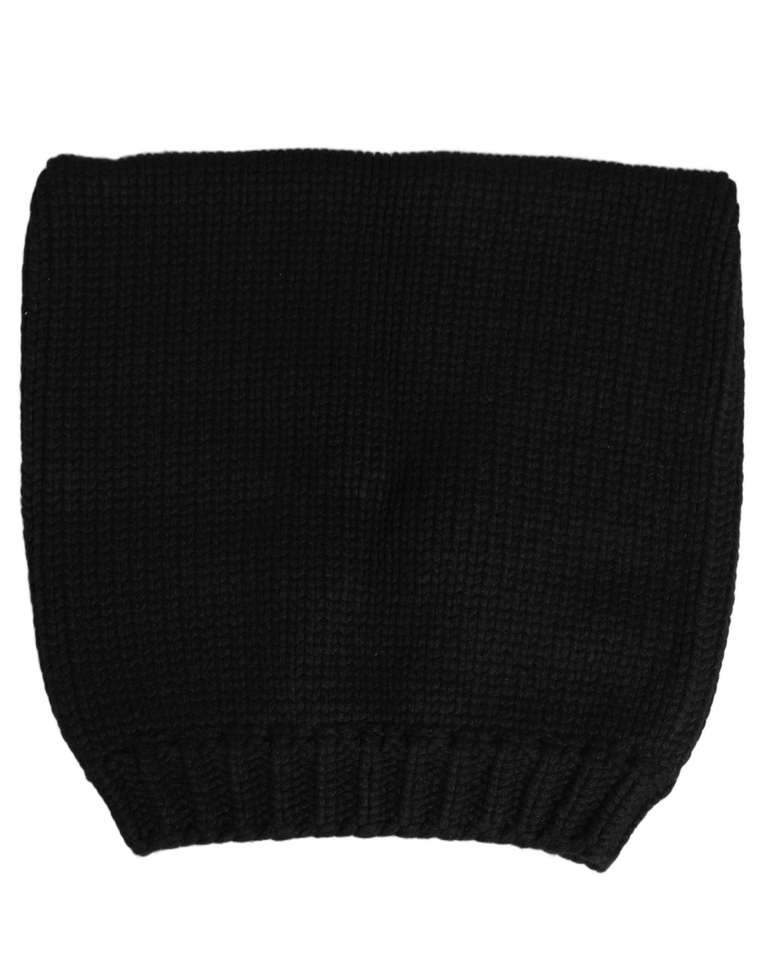 Dolce &amp; Gabbana Black Cashmere Knitted Ribbed Cuff Beanie Hat