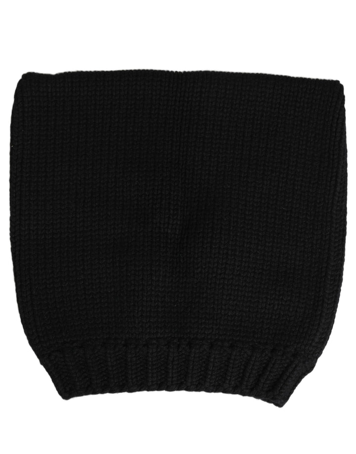 Dolce &amp; Gabbana Black Cashmere Knitted Ribbed Cuff Beanie Hat