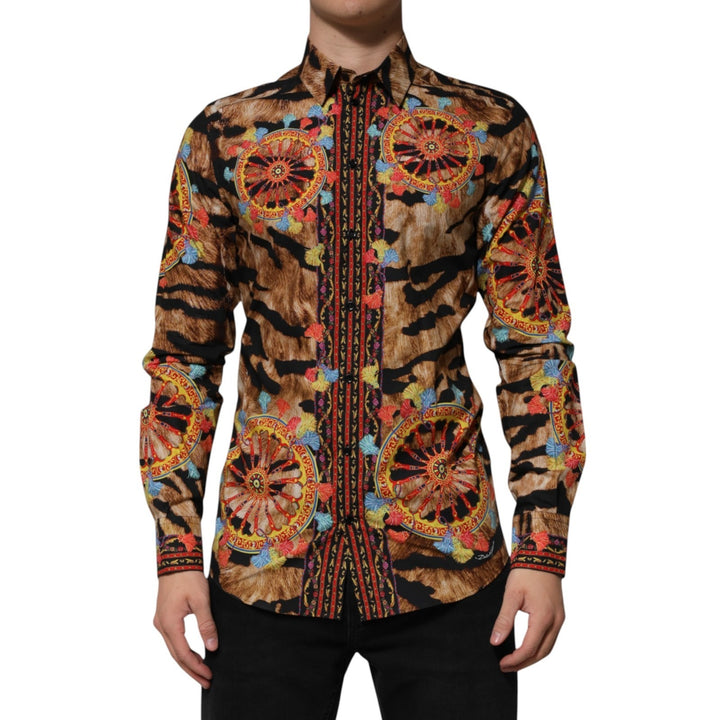 Dolce &amp; Gabbana Cotton Tiger Carretto Long Sleeve Shirt