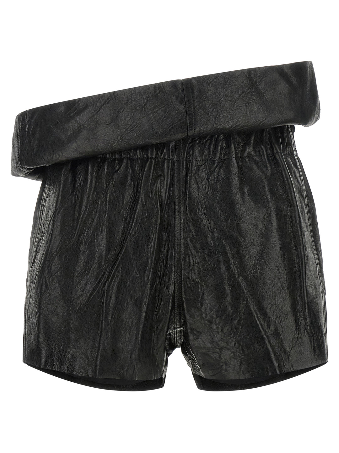 Rick Owens Black Lamb Leather Bermuda Shorts