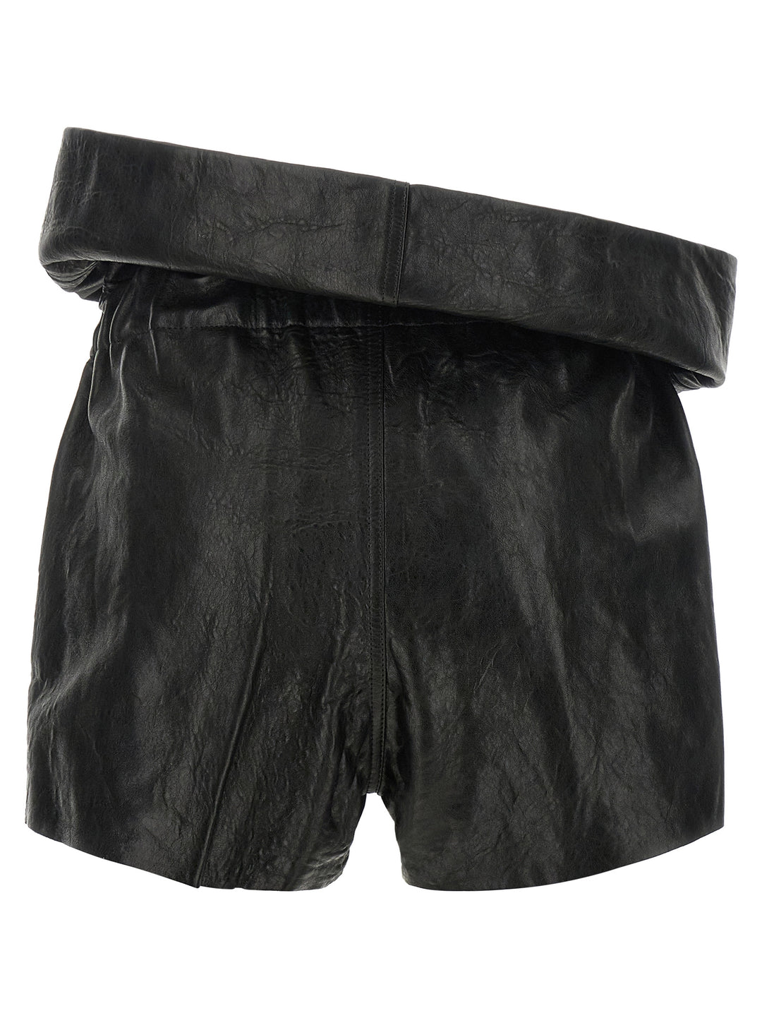 Rick Owens Black Lamb Leather Bermuda Shorts