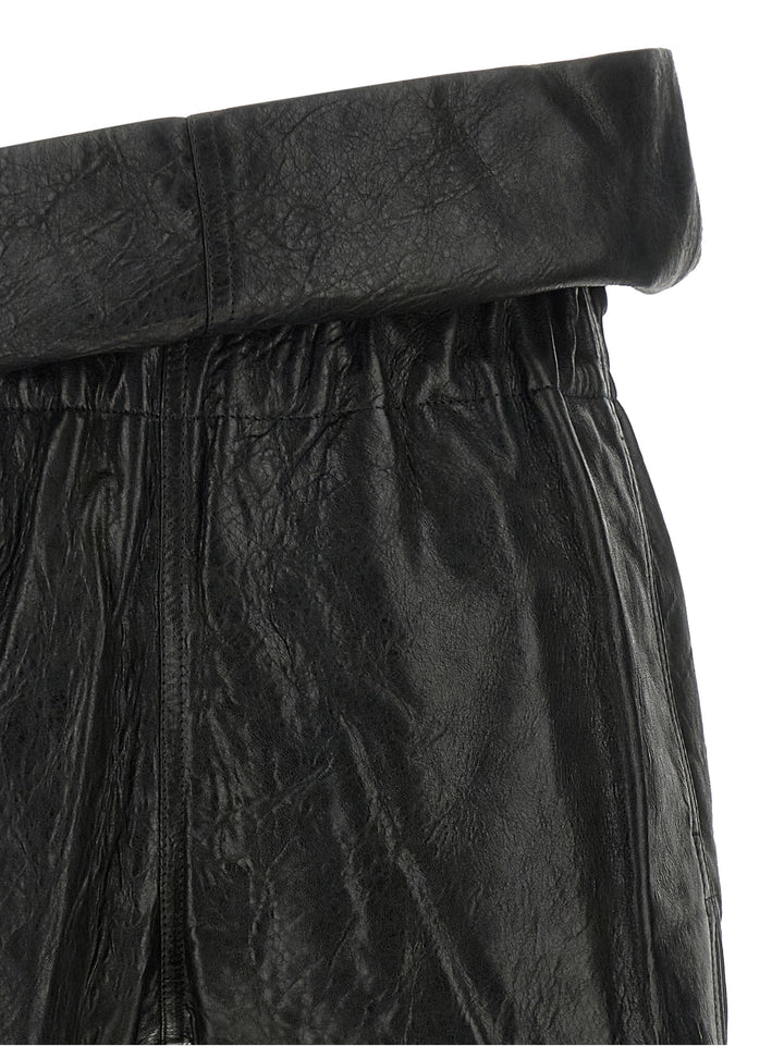 Rick Owens Black Lamb Leather Bermuda Shorts