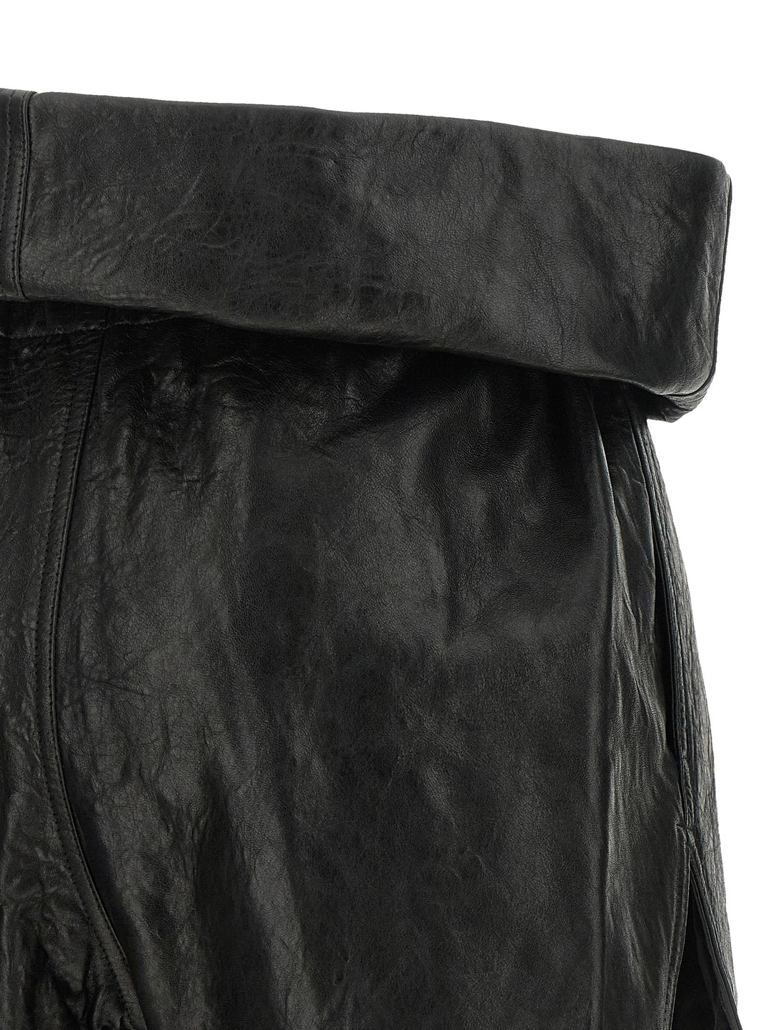 Rick Owens Black Lamb Leather Bermuda Shorts