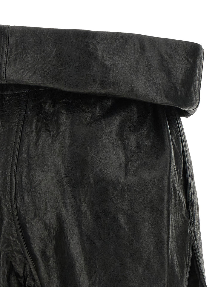 Rick Owens Black Lamb Leather Bermuda Shorts